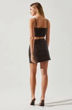 Ezra Faux Leather Corset Crop Top 10 Ezra Faux Leather Corset Crop Top -Sundress Haven ACT17835 DARKBROWN 6