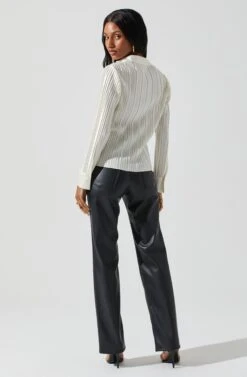 Laurel Satin Pleated Long Sleeve Top -Sundress Haven ACT17840P CREAM 5