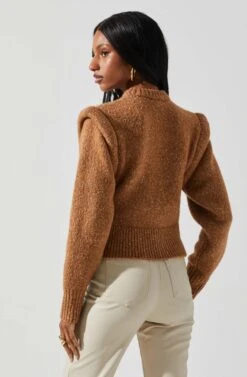 Luciana Shoulder Detail Sweater -Sundress Haven ACT17841 CAMEL 5