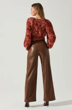 Pernilla Pleated Floral Puff Sleeve Top -Sundress Haven ACT17858C RUSTFLORAL 6