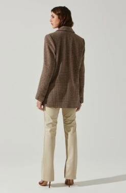 Pauline Plaid Oversized Blazer -Sundress Haven ACT17875B BROWNPURPLEMULTI 6