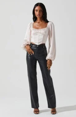 Penny Ruched Bust Long Sleeve Top -Sundress Haven ACT17882S BLUSH 2