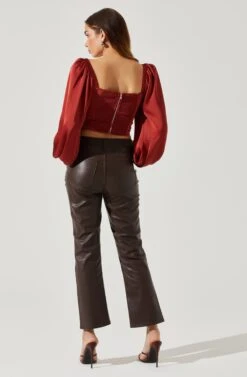 Penny Ruched Bust Long Sleeve Top -Sundress Haven ACT17882S RUST 5