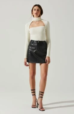 Izabella Turtleneck Cutout Sweater -Sundress Haven ACT17888 WHITE 1