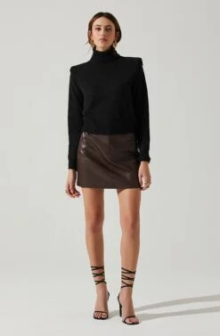 Daleyza Padded Shoulder Turtleneck Sweater -Sundress Haven ACT17899 BLACK 1