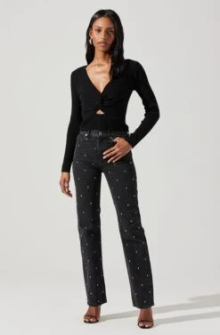 Rylee Twist Front Cutout Sweater -Sundress Haven ACT17919 BLACK 1