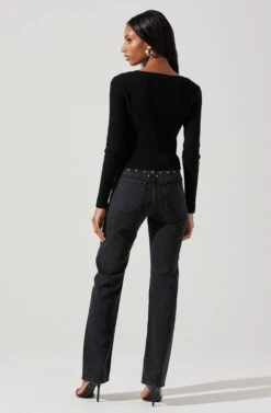 Rylee Twist Front Cutout Sweater -Sundress Haven ACT17919 BLACK 5