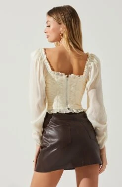 Junie Ruffle Square Neck Long Sleeve Top -Sundress Haven ACT17928 CHAMPAGNE 5