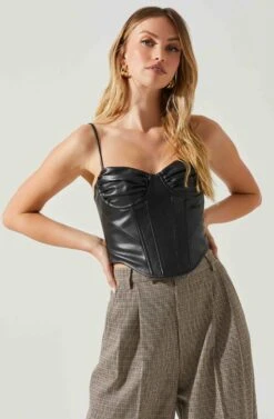 Trishna Faux Leather Corset Top