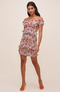 Isabel Off Shoulder Floral Dress -Sundress Haven ADR100611 WHITE ORANGEMULTI 6