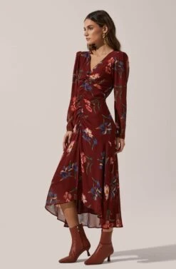 Hi-Lo Ruched Front Midi -Sundress Haven ADR100815 003 MAUVEFLORAL 3