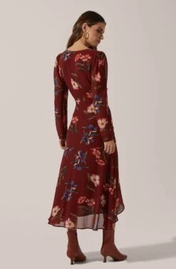 Hi-Lo Ruched Front Midi -Sundress Haven ADR100815 003 MAUVEFLORAL 4