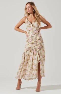 Kiana Floral Ruched Midi Dress -Sundress Haven ADR100821 CUSTARDLILACFLORAL 0215 01e3311f 969c 4418 ab70 e54c67bdcce0
