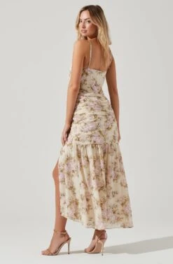 Kiana Floral Ruched Midi Dress -Sundress Haven ADR100821 CUSTARDLILACFLORAL 0220 c12124af 62fd 4796 8f76 9220346ceac1