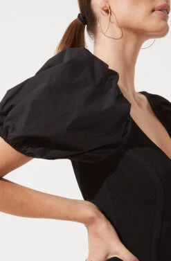 Balloon Sleeve Bodycon Dress 15 Balloon Sleeve Bodycon Dress -Sundress Haven ADR100886 BLACK 862