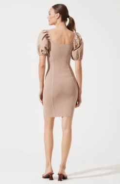 Balloon Sleeve Bodycon Dress 10 Balloon Sleeve Bodycon Dress -Sundress Haven ADR100886 TAUPE 865