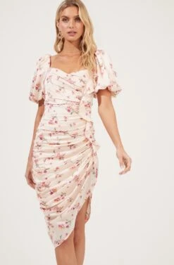 Cinched Ruffle Front Short Sleeve Dress