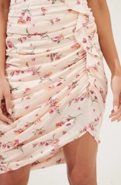 Cinched Ruffle Front Short Sleeve Dress -Sundress Haven ADR100930 BLUSHFLORAL 4