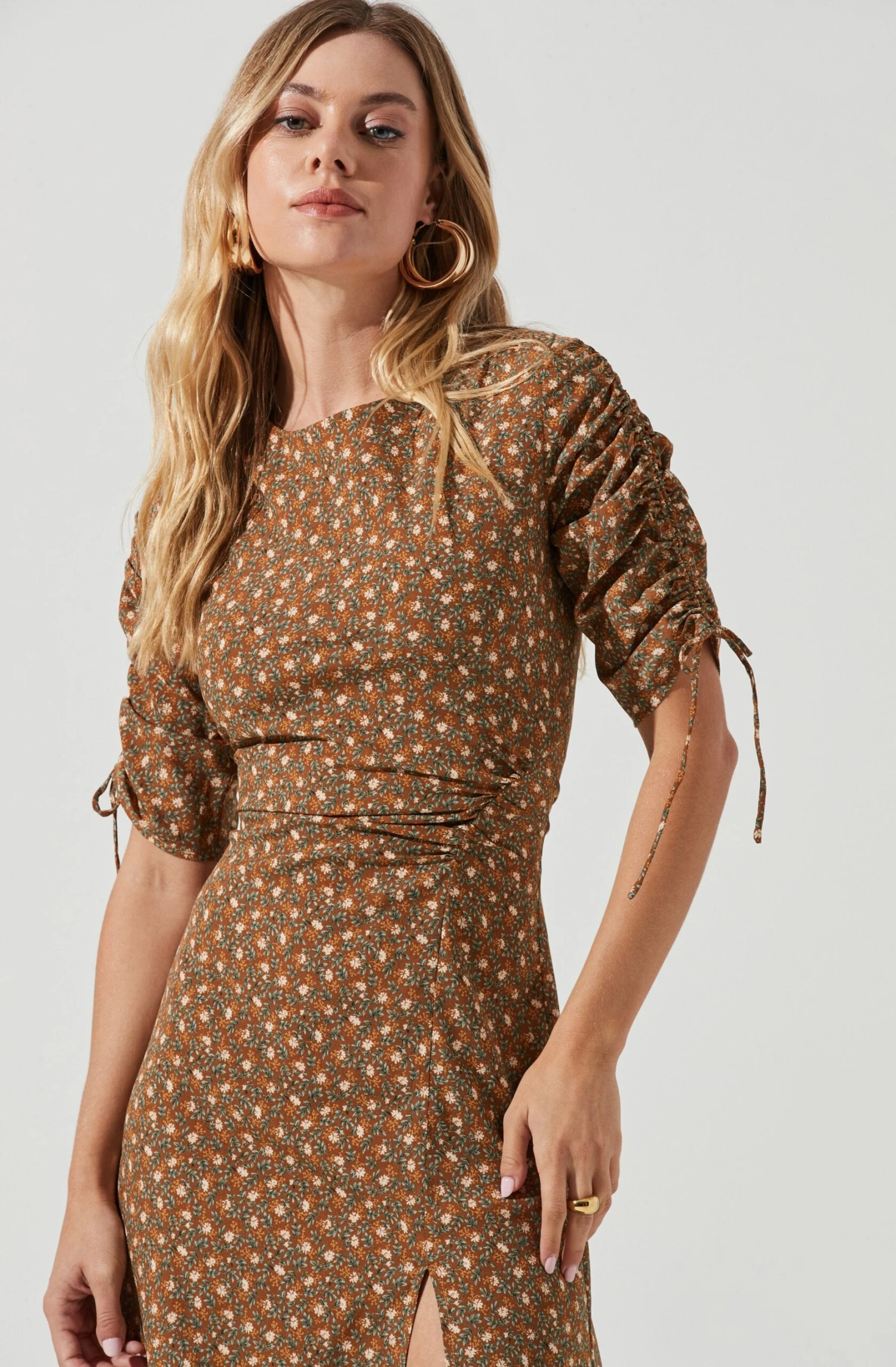 Ruched Sleeve Midi Dress 3 Ruched Sleeve Midi Dress - Image 3