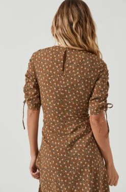 Ruched Sleeve Midi Dress 10 Ruched Sleeve Midi Dress -Sundress Haven ADR100995 CARAMELDITSY 4