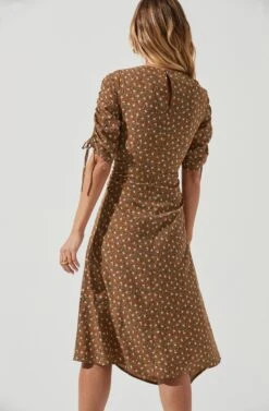 Ruched Sleeve Midi Dress 9 Ruched Sleeve Midi Dress -Sundress Haven ADR100995 CARAMELDITSY 5