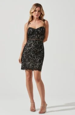 Corset Lace Mini Dress -Sundress Haven ADR101009 BLACK NUDE 1