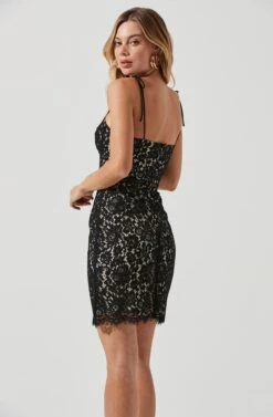 Corset Lace Mini Dress -Sundress Haven ADR101009 BLACK NUDE 4