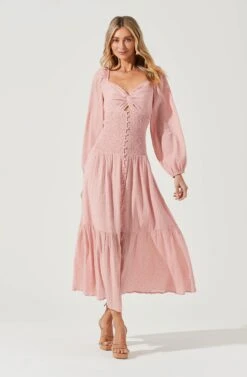 Long Sleeve Twist Bust Dress 30 Long Sleeve Twist Bust Dress -Sundress Haven ADR101017 SOFTPINK 2