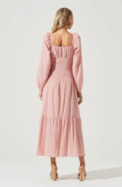Long Sleeve Twist Bust Dress 35 Long Sleeve Twist Bust Dress -Sundress Haven ADR101017 SOFTPINK 5