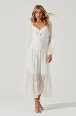 Long Sleeve Twist Bust Dress