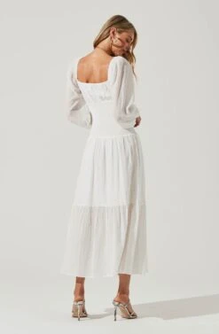 Long Sleeve Twist Bust Dress 23 Long Sleeve Twist Bust Dress -Sundress Haven ADR101017 WHITE 4