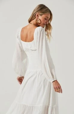 Long Sleeve Twist Bust Dress 22 Long Sleeve Twist Bust Dress -Sundress Haven ADR101017 WHITE 6