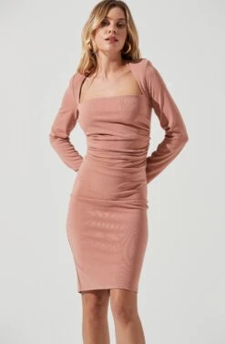 Volume Shoulder Long Sleeve Dress