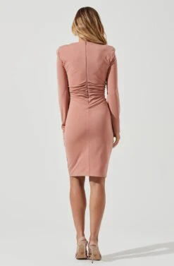 Volume Shoulder Long Sleeve Dress -Sundress Haven ADR101025B DARKMAUVE 3