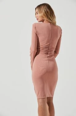 Volume Shoulder Long Sleeve Dress -Sundress Haven ADR101025B DARKMAUVE 4