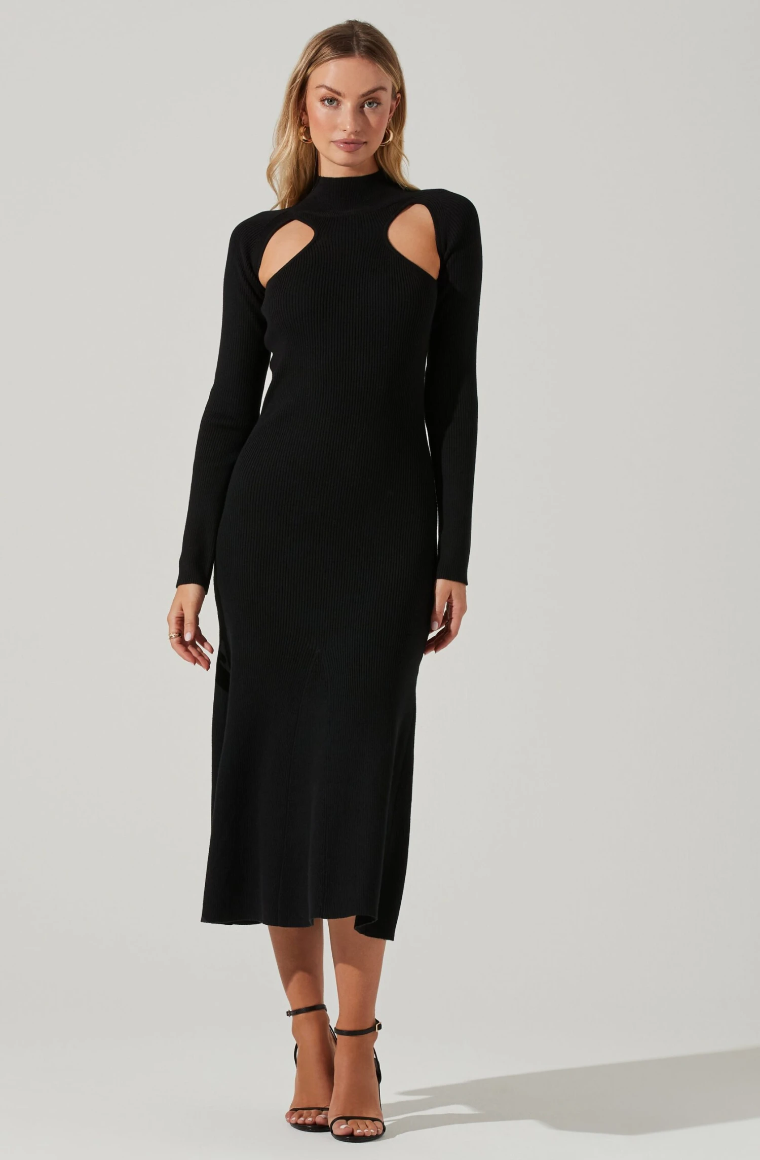 Front Cutout Long Sleeve Sweater Midi Dress 3 Front Cutout Long Sleeve Sweater Midi Dress - Image 3