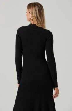 Front Cutout Long Sleeve Sweater Midi Dress 8 Front Cutout Long Sleeve Sweater Midi Dress -Sundress Haven ADR101079 BLACK 4