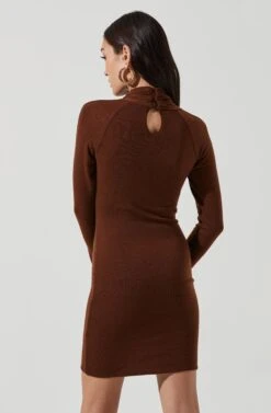 Long Sleeve Wrap Neck Cutout Dress -Sundress Haven ADR101121 BROWN 1686 1225493c e3ba 4bd1 872b 79cdd895f3b2
