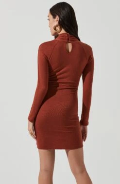 Long Sleeve Wrap Neck Cutout Dress -Sundress Haven ADR101121 ROSEYRUST 1669 f248e30e 8899 478a 8792 6dfda41a48c8