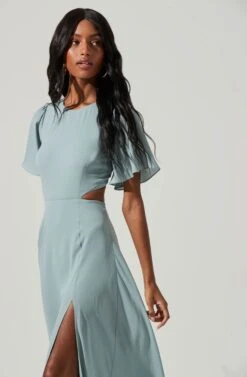Katrina Flutter Sleeve Back Cutout Maxi Dress -Sundress Haven ADR101301B LIGHTSAGE 3