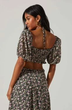 Floral Ruffle Cutout Midi Dress -Sundress Haven ADR101419 BLACKLILACDITSY 4