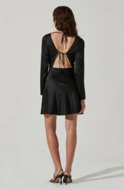 Cowl Neck Long Sleeve Mini Dress -Sundress Haven ADR101455 BLACK 6