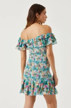 Flutter Sleeve Smocked Mini Dress 10 Flutter Sleeve Smocked Mini Dress -Sundress Haven ADR101648 BLUEPINKMULTI 6