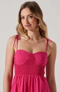 Tiered Smocked Midi Dress -Sundress Haven ADR101693 FUCHSIA 4