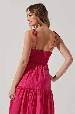 Tiered Smocked Midi Dress -Sundress Haven ADR101693 FUCHSIA 5