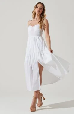 Tiered Smocked Midi Dress -Sundress Haven ADR101693 WHITE 2