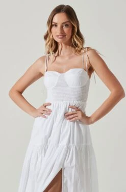 Tiered Smocked Midi Dress -Sundress Haven ADR101693 WHITE 3