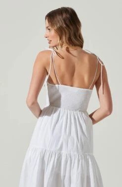 Tiered Smocked Midi Dress -Sundress Haven ADR101693 WHITE 5