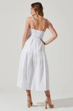 Tiered Smocked Midi Dress -Sundress Haven ADR101693 WHITE 6