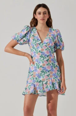 Flutter Sleeve Cutout Floral Mini Dress -Sundress Haven ADR101724 WHITEMULTIFLORAL 1